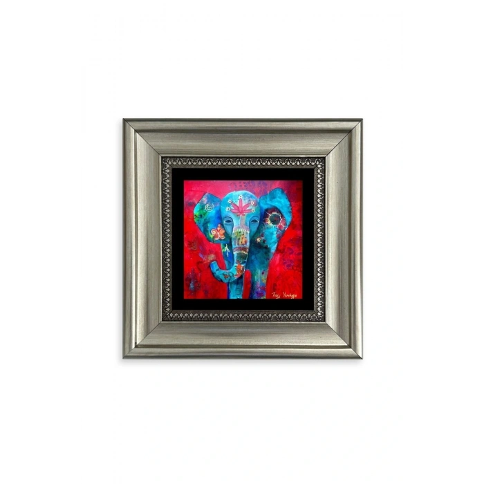 Fil Çerçeveli Taş Tablo 20 cm