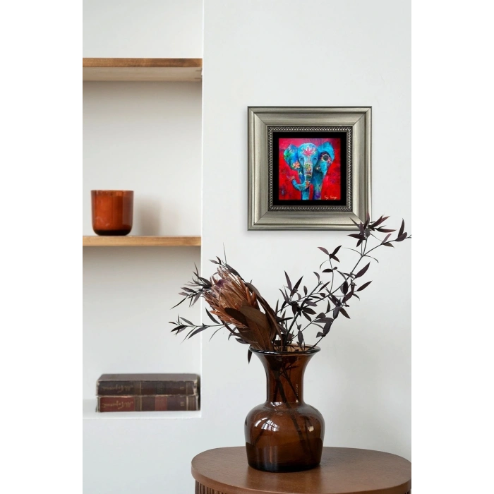 Fil Çerçeveli Taş Tablo 20 cm