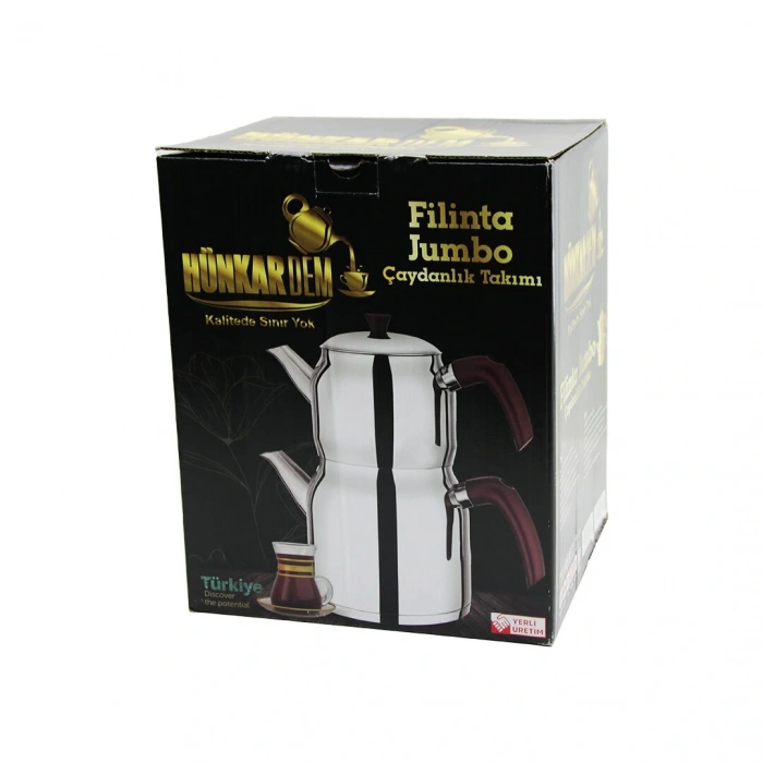 FİLİNTA JUMBO BOY ÇELİK ÇAYDANLIK SETİ ÇİFT KAPAKLI RENKLİ BAKALİT KULP ÜST DEMLİK: 2LT - ALT SULUK: 4LT KENDİNDEN SÜZGEÇLİ (5365)