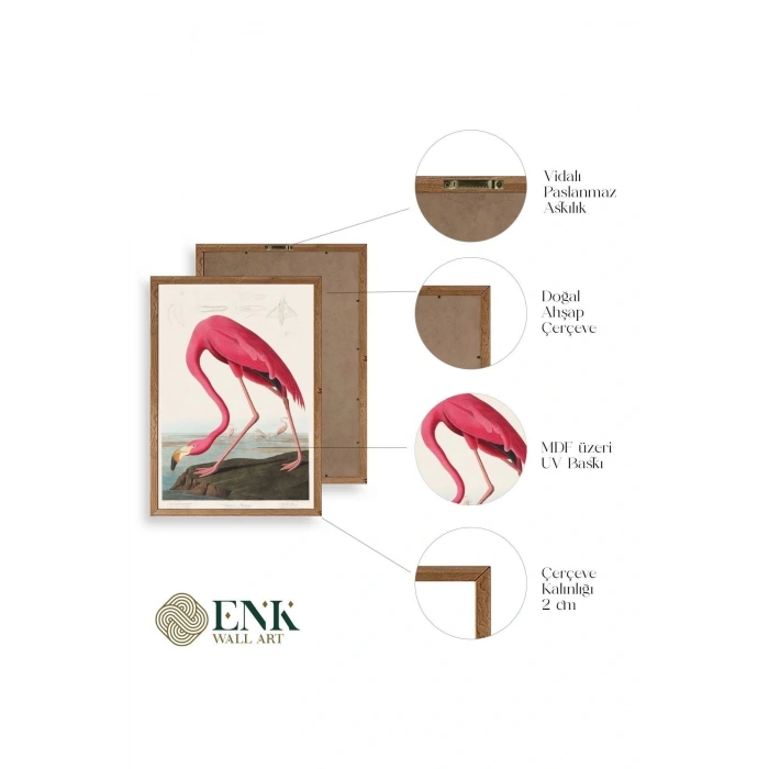 Flamingo Ahşap Çerçeveli Tablo 30 x 42