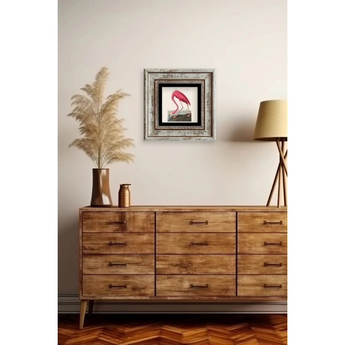 Flamingo Çerçeveli Taş Tablo 20 cm