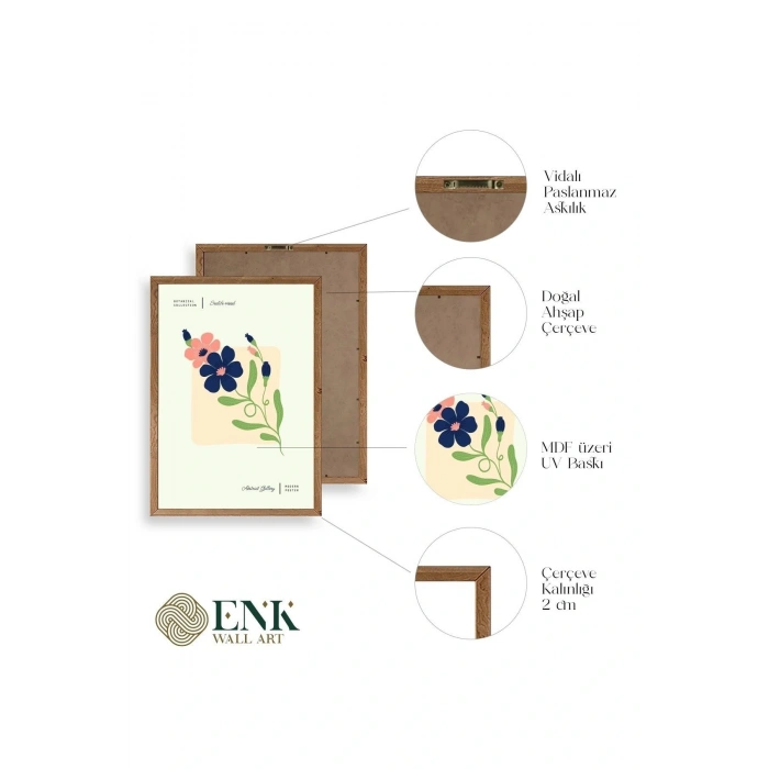 Flower Market Üçlü Ahşap Çerçeveli Tablo 23 x 30
