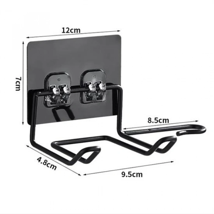 Fön Makine Askısı Siyah Yapışkanlı Fön Makine Tutucu (5365)