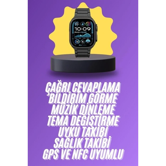 Fonksiyonel Akıllı Saat 3 Kordonlu Amoled Ekran Su Geçirmez