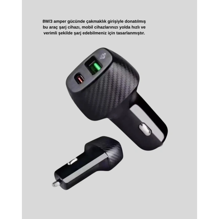 Fonksiyonel Bluetooth Müzik Kiti Ve Type-c Pd Araç Şarj Seti