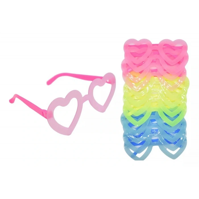 Luminous Heart Model Glow Party Glasses Glow in the Dark Glasses 12 Pieces (5365)