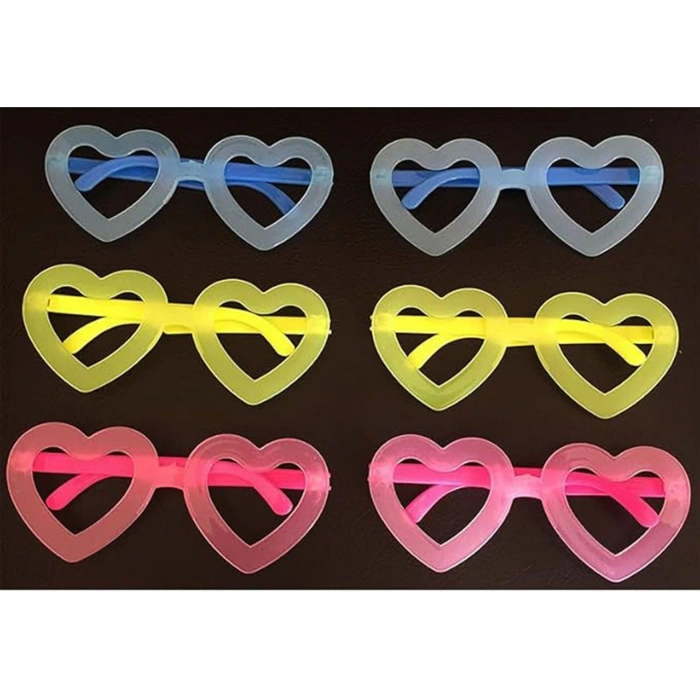 Luminous Heart Model Glow Party Glasses Glow in the Dark Glasses 12 Pieces (5365)