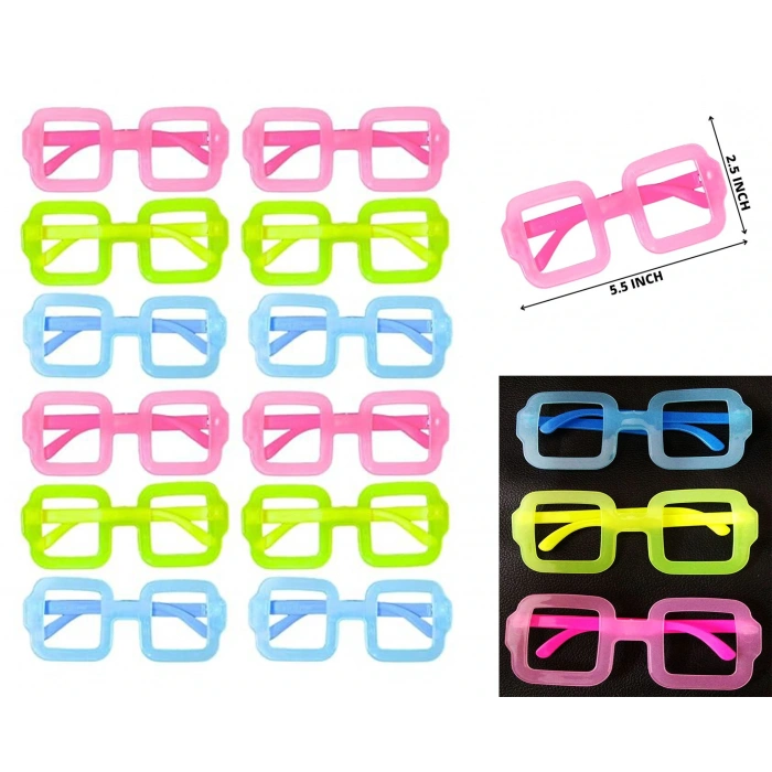 Phosphorescent Square Model Glow Party Glasses Glow-in-the-Dark Glasses 12 Pieces (5365)