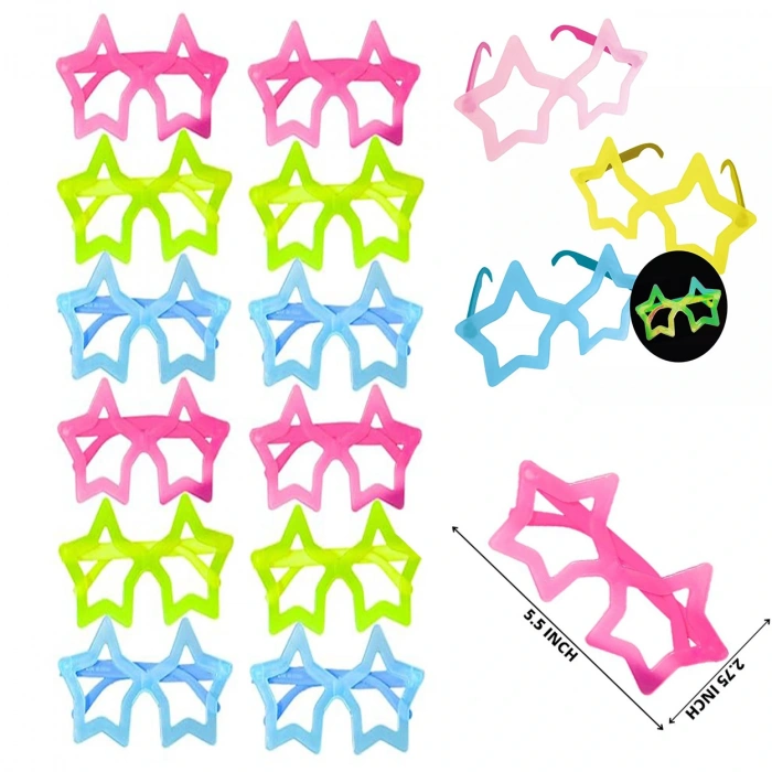 Phosphorescent Star Model Glow Party Glasses Glow-in-the-Dark Glasses 12 Pieces (5365)