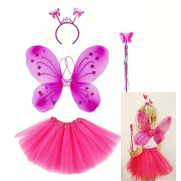 Fuchsia Butterfly Costume - Fuchsia Butterfly Costume Accessory Set 4 Pieces (5365)