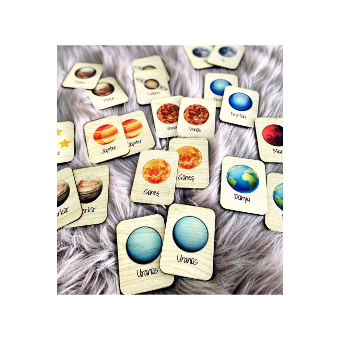 Gezegenler Hafıza Eşleştirme Oyunu Ahşap Eğitici Puzzle Oyuncak