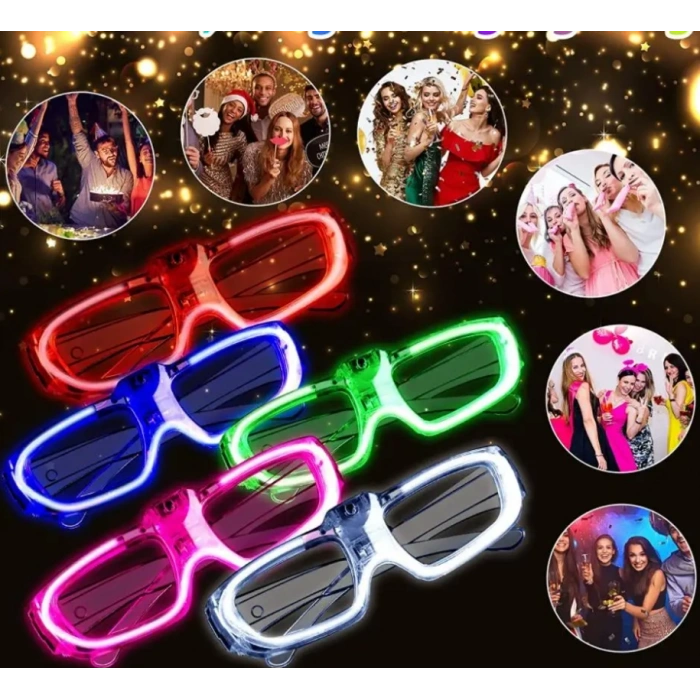 Glow Model 3 Different Function Lighted Party Glasses Mixed Color 12 Pieces (5365)