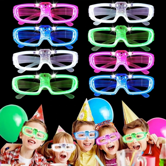 Glow Model 3 Different Function Lighted Party Glasses Mixed Color 12 Pieces (5365)