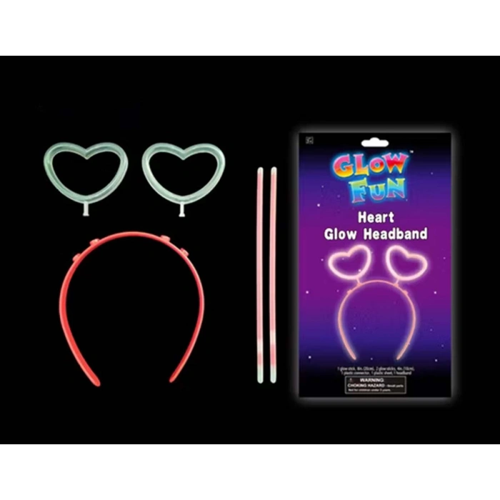 Glow Stick Karanlıkta Yanan Fosforlu Kalp Taç 12 Adet (5365)