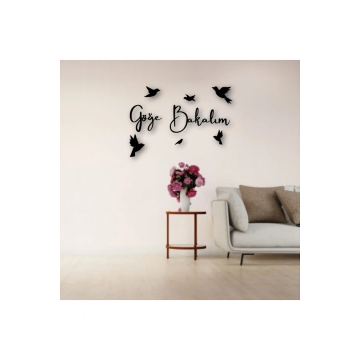 Göğe Bakalım Yazılı Ahşap Tablo 50 x 41