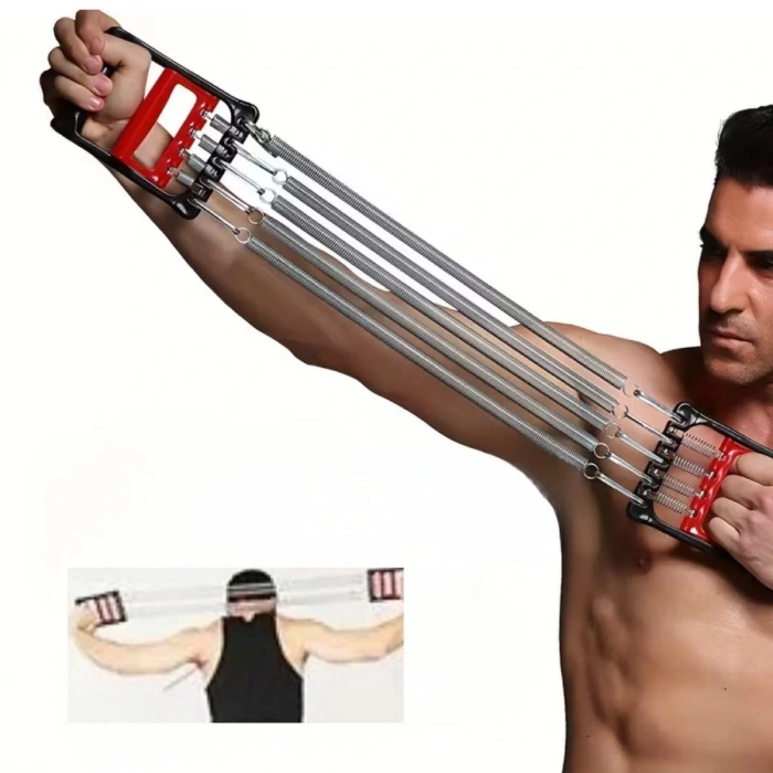 Göğüs Genişletme ve Kuvvet Egzersiz Aleti – 5 Yaylı 5 Kademeli Ayarlanabilir Fitness ve Kuvvet Antrenmanı Ekipmanı (5365)