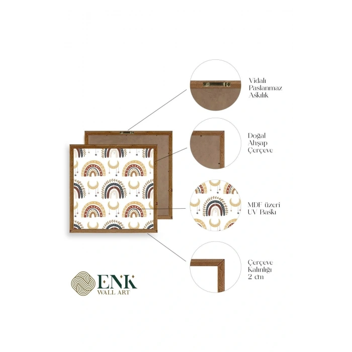 Gökkuşağı Ahşap Çerçeveli Tablo 42 x 42