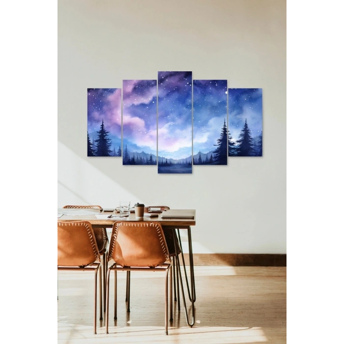 Gökyüzü Manzarası 5 Parçalı Mdf Tablo 60 x 100