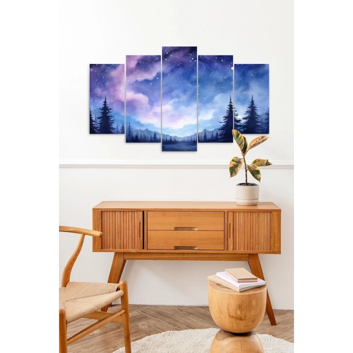 Gökyüzü Manzarası 5 Parçalı Mdf Tablo 60 x 100
