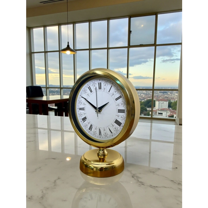 Gold Altın Legacy 25 x 20 Cm Metal Table Clock