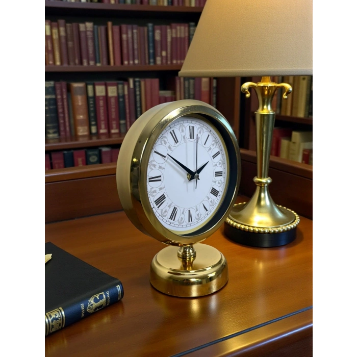 Gold Altın Legacy 25 x 20 Cm Metal Table Clock