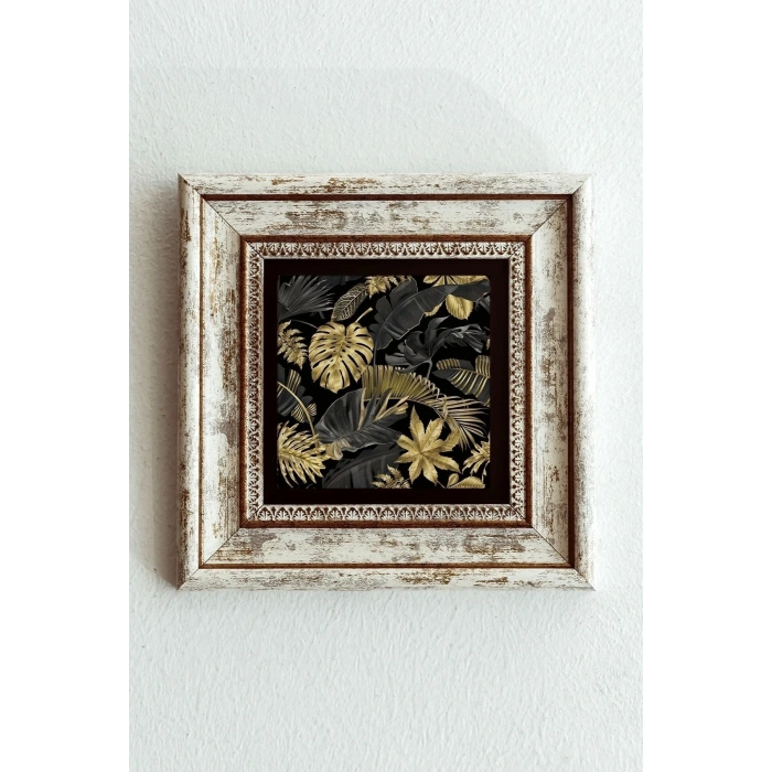 Gold Desenli Çerçeveli Taş Tablo , Çerçeveli Taş Duvar Dekoru-enkcrcvtbl-00168 20 cm