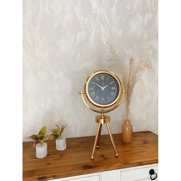 Gold Metal Mini Tripod Sade Masa Saati 45×26 cm