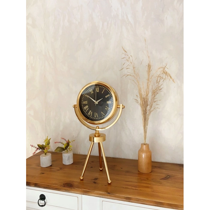 Gold Metal Mini Tripod Sade Masa Saati 45×26 cm