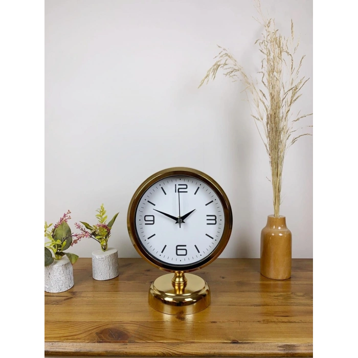 Gold Metal Modern Masa Saati 25×20 cm