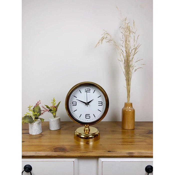 Gold Metal Modern Masa Saati 25×20 cm