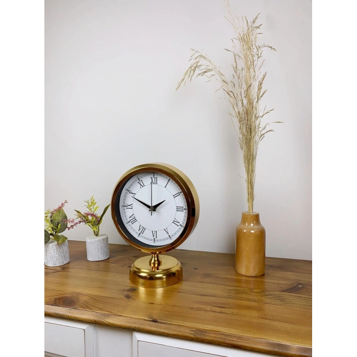 Gold Metal Retro Masa Saati 25×20 cm