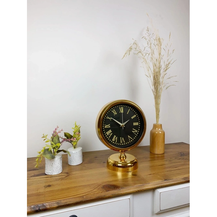 Gold Metal Sade Masa Saati 25×20 cm