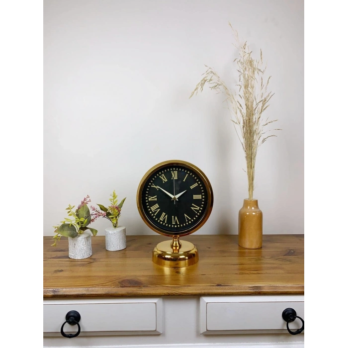 Gold Metal Sade Masa Saati 25×20 cm