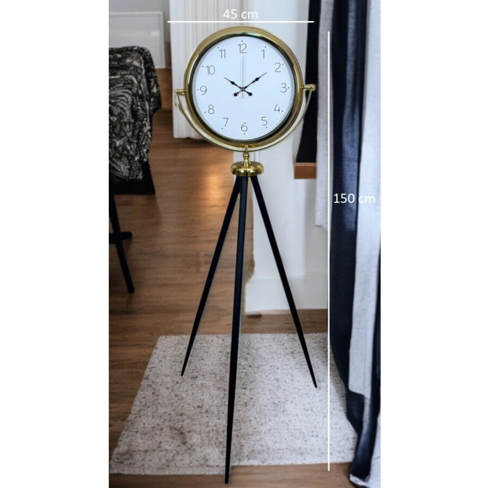 Gold Premium Dekoratif Tripod Ayaklı Saat