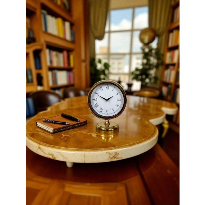 Golden Edge 25 x 20 Gold Metal Table Clock