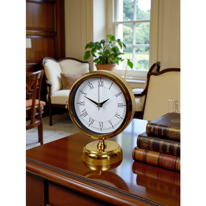 Golden Edge 25 x 20 Gold Metal Table Clock