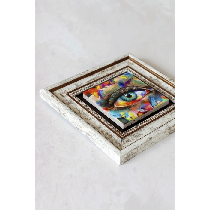 Göz Çerçeveli Taş Tablo , Çerçeveli Taş Duvar Dekoru-enkcrcvtbl-00187 20 cm