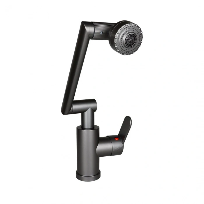 GRİ - 1080 DERECE DÖNEBİLEN ÇOK FONKSİYONLU MUSLUK BATARYA KTX-3308 (5365)