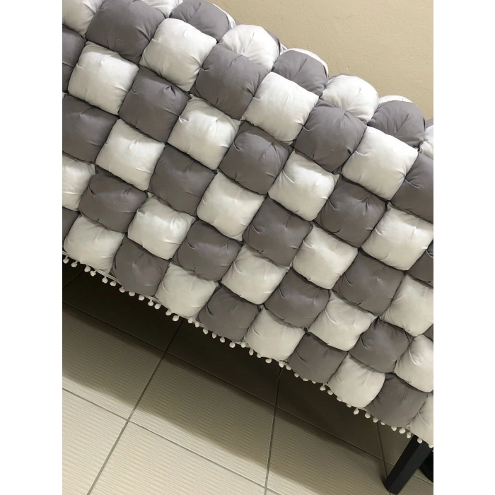 GRİ-BEYAZ 40 YAMA BEBEK YORGANI , BEBEK MİNDERİ