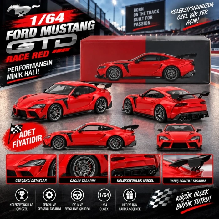 Gtd Race Red 64 Ford Mustang 1 Adet