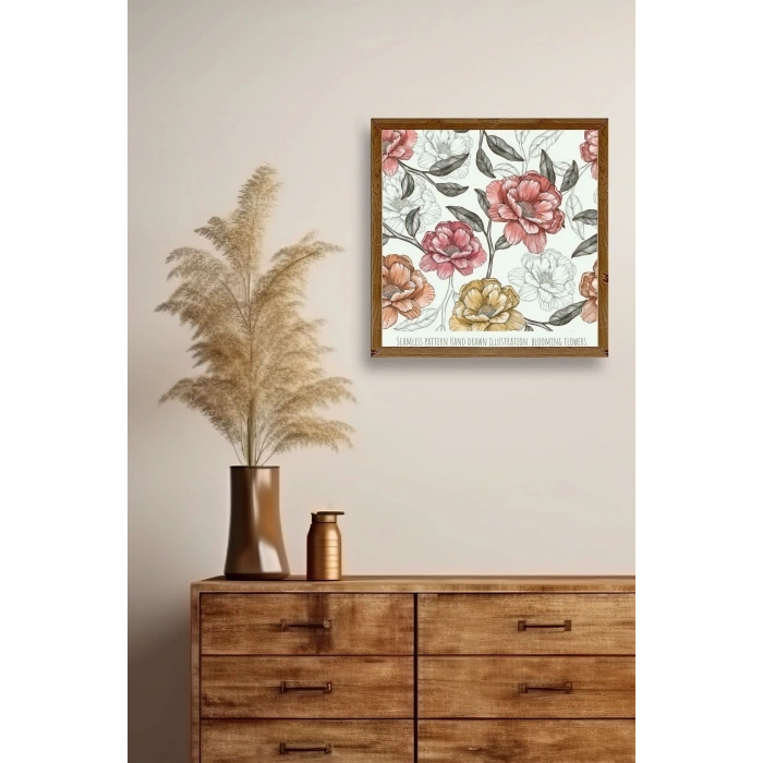 Gül Ahşap Çerçeveli Tablo 42 x 42