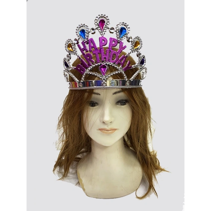 Gümüş Renk Happy Birthday Yazılı Doğum Günü Tacı 60 cm (5365)