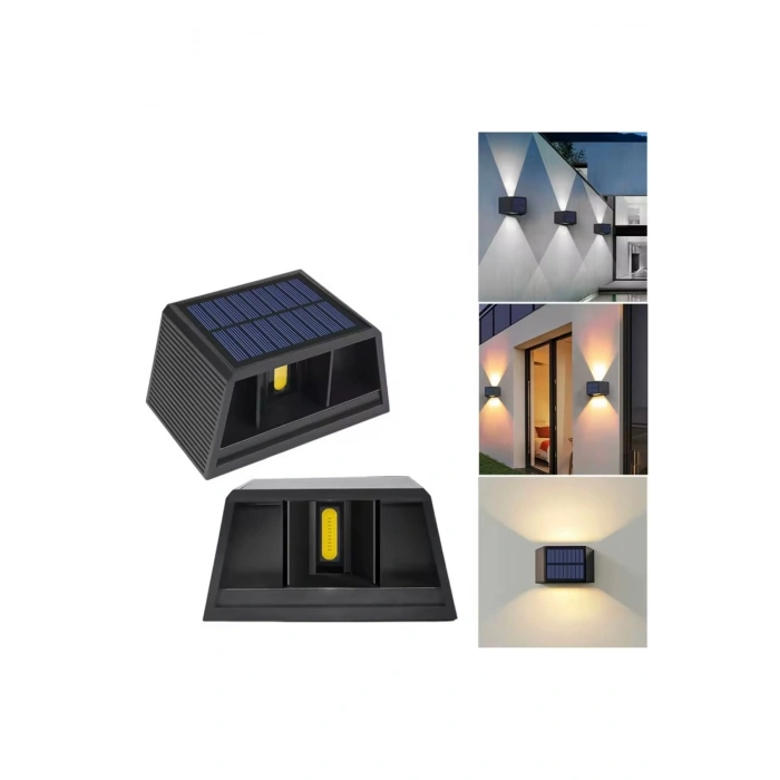 Güneş Enerjili Çift Yönlü Duvar Lambası - Bahçe ve Dış Mekan Aydınlatması