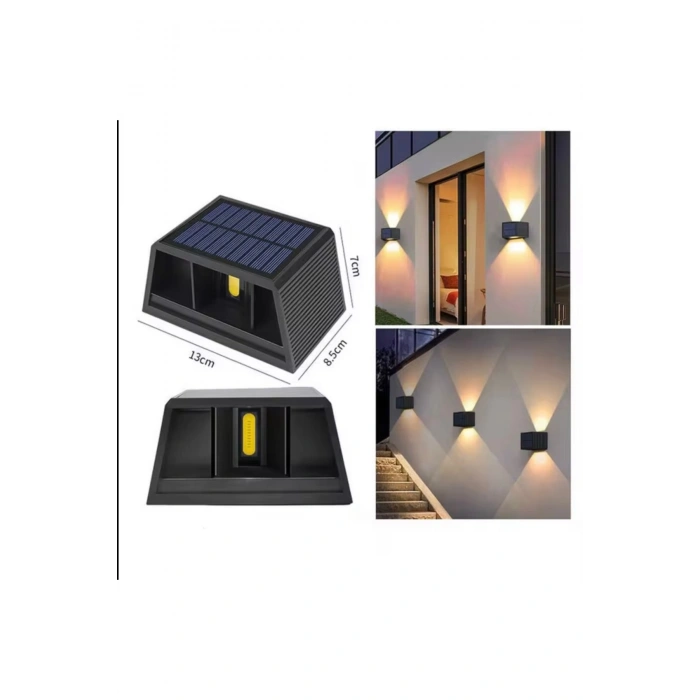 Güneş Enerjili Çift Yönlü Duvar Lambası - Bahçe ve Dış Mekan Aydınlatması