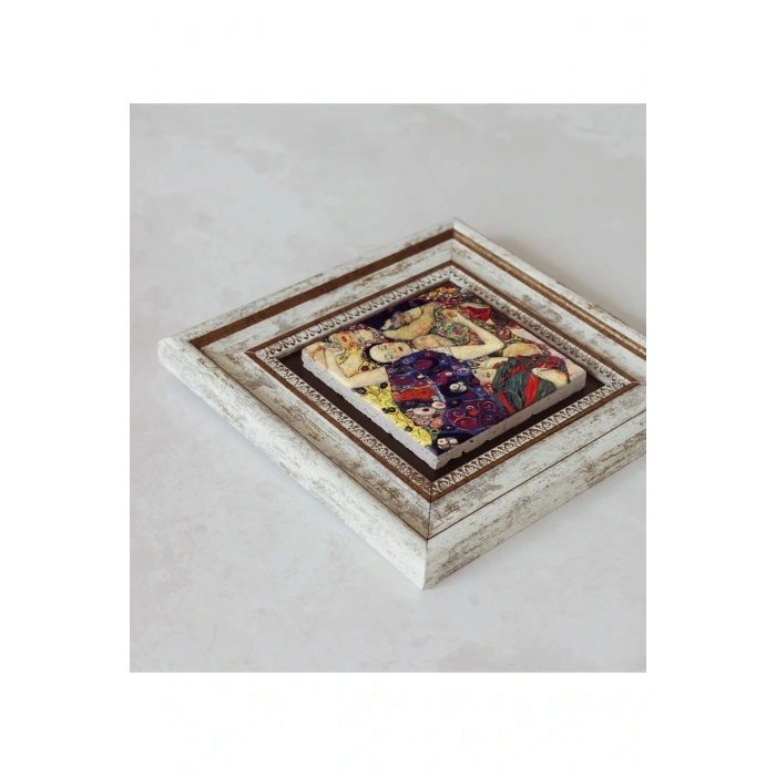 Gustav Klimt Çerçeveli Taş Tablo , Çerçeveli Taş Duvar Dekoru 20 cm