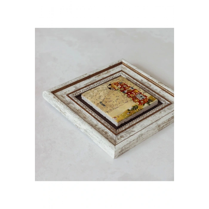 Gustav Klimt Çerçeveli Taş Tablo , Çerçeveli Taş Duvar Dekoru 20 cm