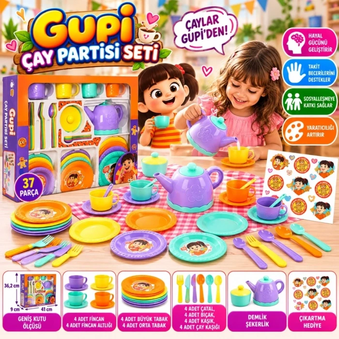 Güzel Tasarım Çay Seti 36 Parça Kutulu