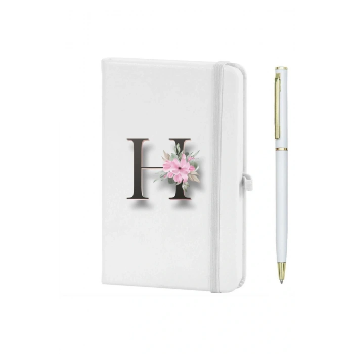 H Harfi Çiçek Desen Baskılı Defter