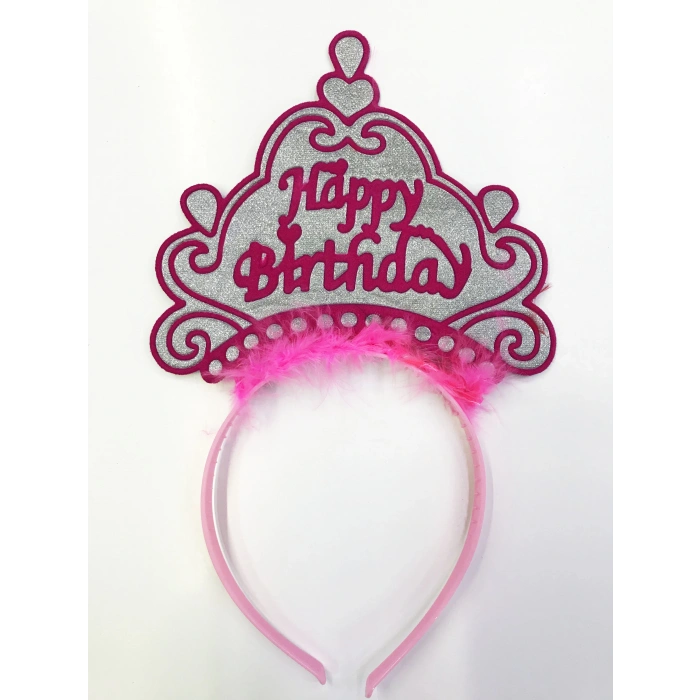 Happy Birthday Yazılı Neon Renk Taç 12 Adet (5365)