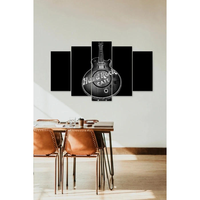 Hard Rock Cafe Guitar 5 Parçalı Mdf Tablo 60 x 100